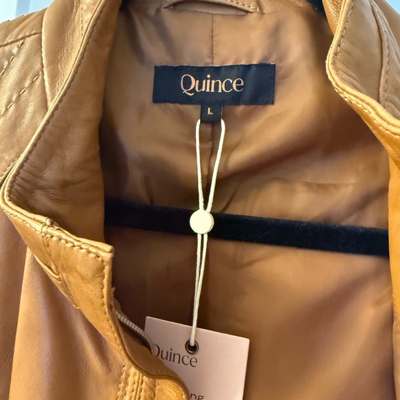 NWT Quince Leather Stand- Collar Jacket in Cognac - Picture 11 of 16